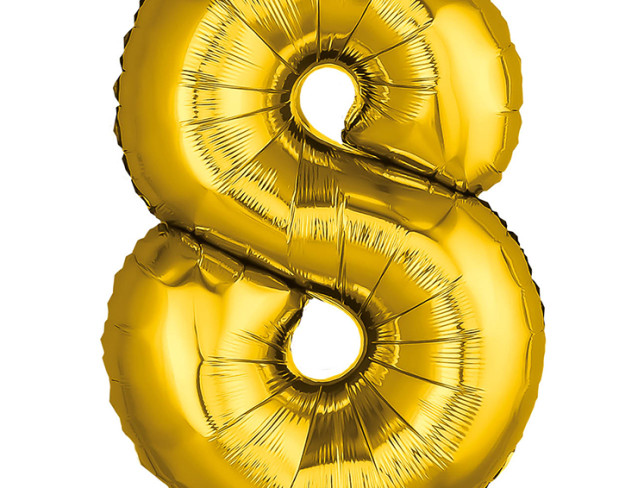 Balon cifra din folie "8" auriu foto
